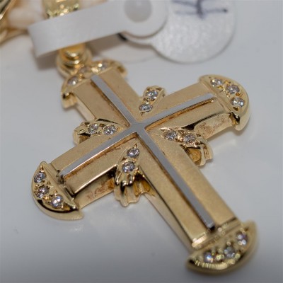 Gold Cross with White Zirconia