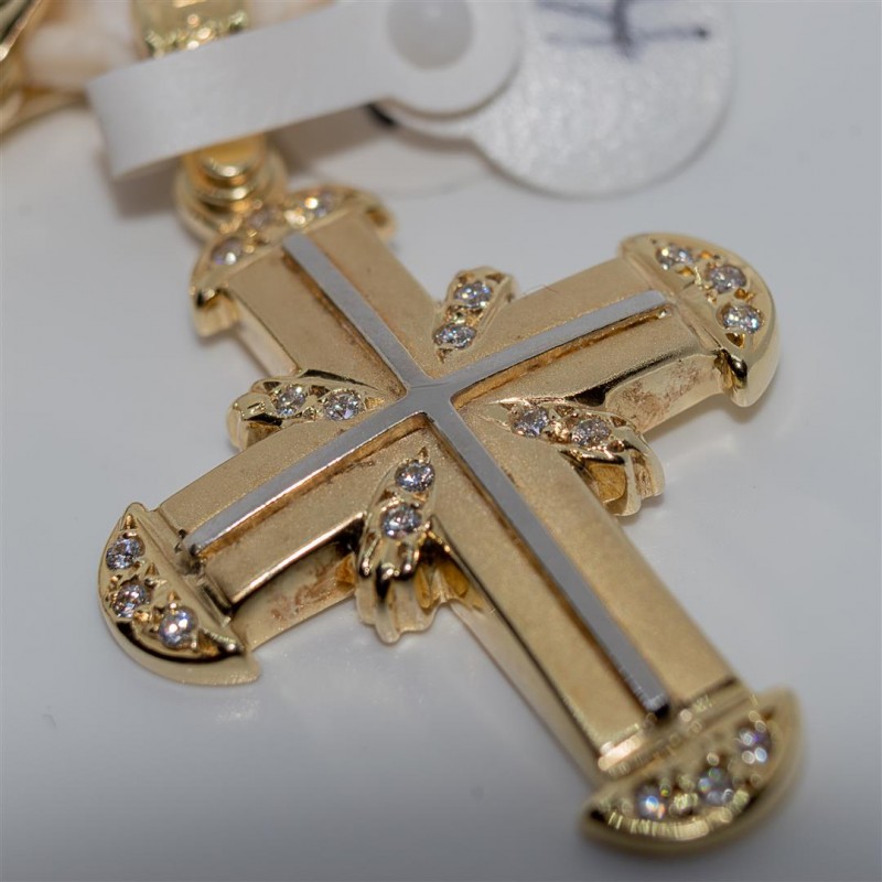 Gold Cross with White Zirconia