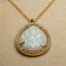 Gold Necklace with White Opal Stone