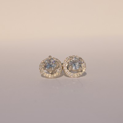 Silver Pefkos Earrings with White Zirconia Stones