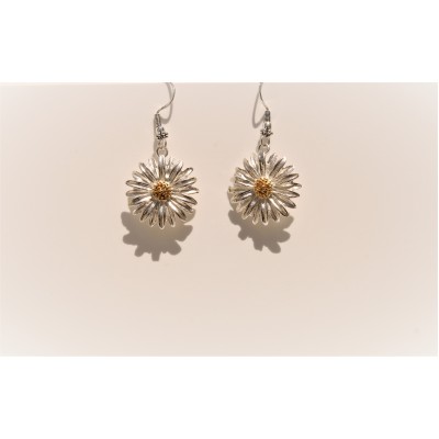 Silver Daisy Dangly Earrings