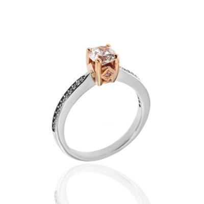 White and Rose Gold Ring with White Zirconia
