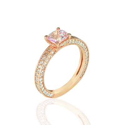 Rose Gold Ring with Pink Topaz Stone