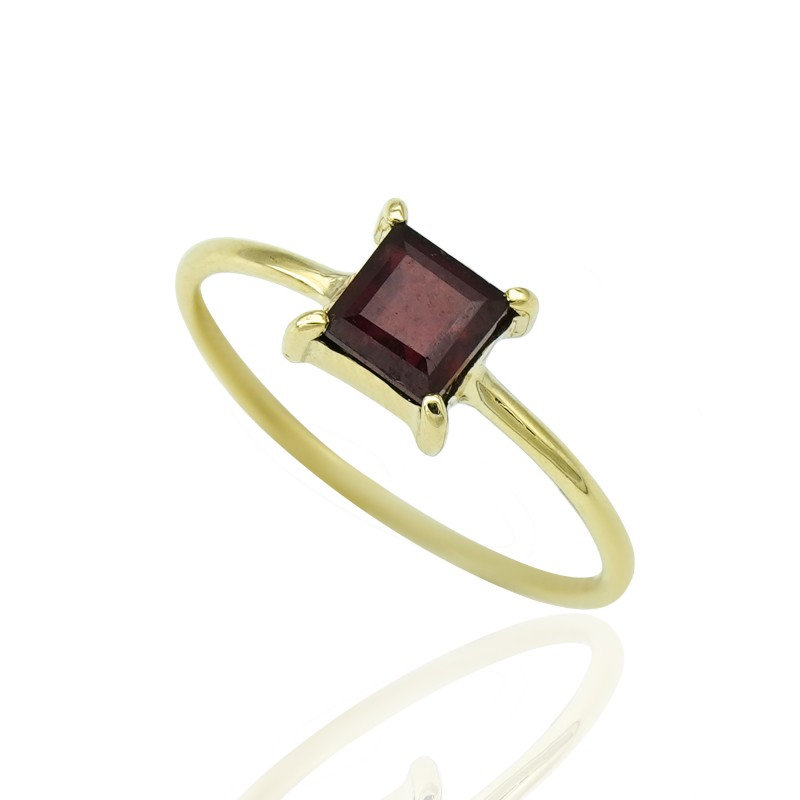 Gold Ring with Square Ruby stone 