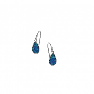Silver Earrings with Blue Opal