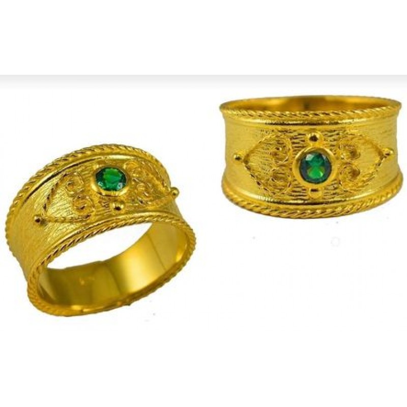 Handmade Byzantine Gold Plated Silver Ring 